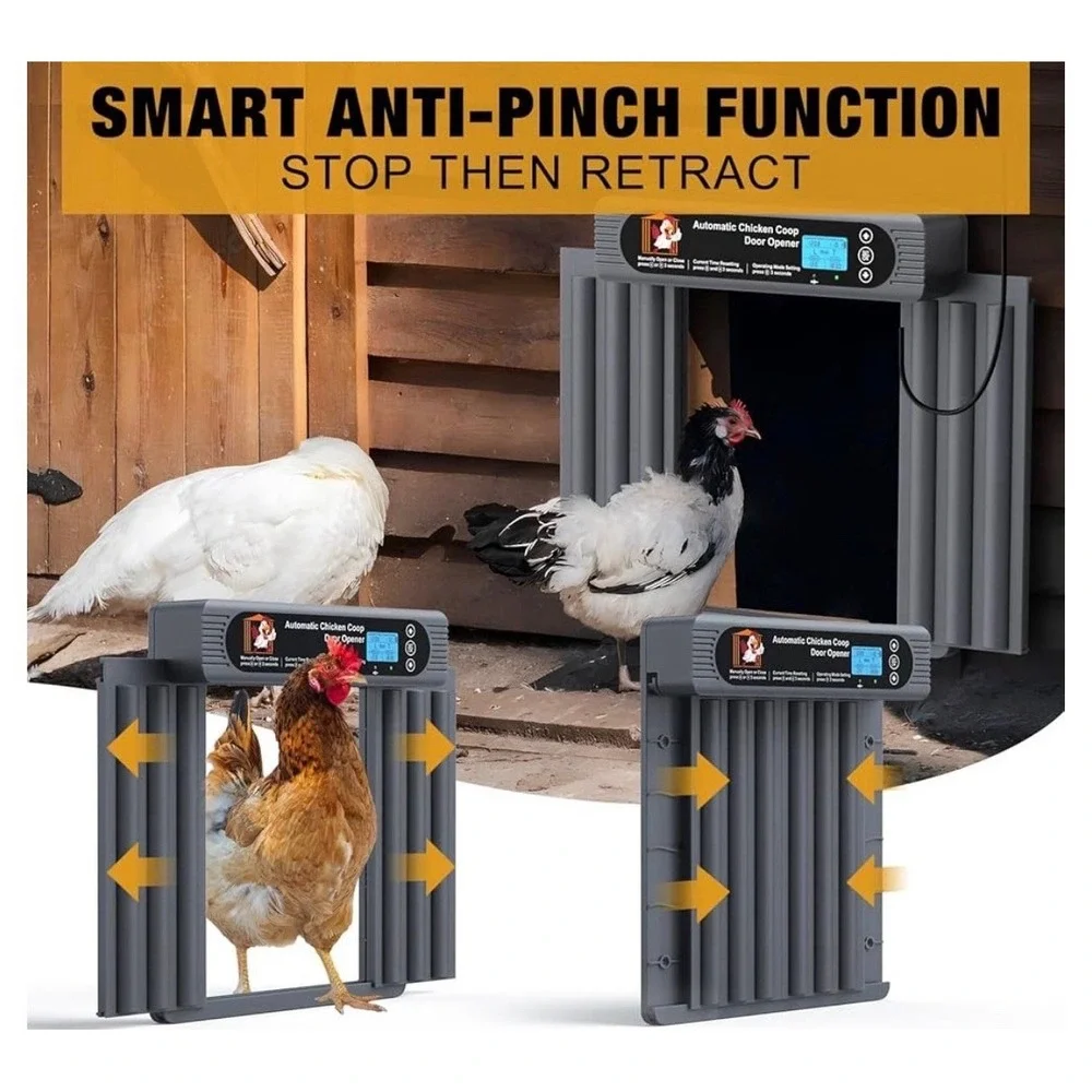 DC & Battery Powered Automatic Chicken Coop Door Opener Light Sensor Timer